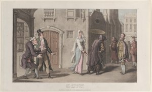 W Awinionie, First Sight of Clara, z Journal of Sentimental Travels in the ..., 1 grudnia 1817. autorstwa Thomas Rowlandson