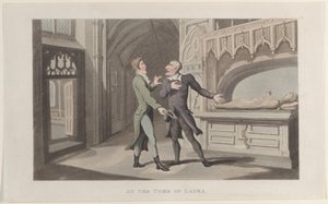 Przy grobie Laury, z Journal of Sentimental Travels in the Southern Provinces of..., 1817-21. autorstwa Thomas Rowlandson