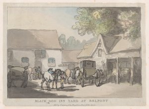 Black Dog Inn Yard At Belfont, 1785-87., 1785-87. autorstwa Thomas Rowlandson