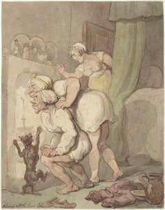Zgaszenie świeczki z knotem autorstwa Thomas Rowlandson