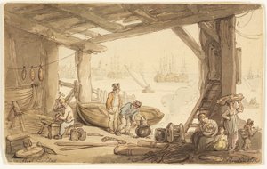 Budowniczowie łodzi autorstwa Thomas Rowlandson