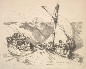 Łódź podczas burzy na morzu, 1784-88. autorstwa Thomas Rowlandson