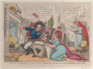 Boney the Second lub mały pawian stworzony, by pożreć francuskie małpy, 9 kwietnia..., 9 kwietnia 1811. autorstwa Thomas Rowlandson