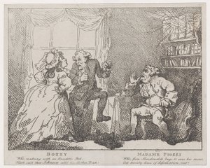 Bozzy i Madame Piozzi Frontispiece, Bozzy i Piozzi autorstwa Petera Pindara, 1780-86., 1780-86. autorstwa Thomas Rowlandson