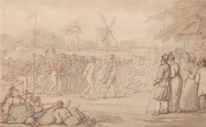 Wyścig rajdowy kapitana Barclaya – meta autorstwa Thomas Rowlandson