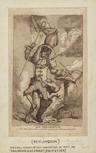 Karykatura Williama Pitta jako wędzonej kozy (grawer kropkowany) autorstwa Thomas Rowlandson