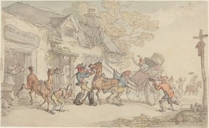 Zmiana koni na poczcie we Francji autorstwa Thomas Rowlandson