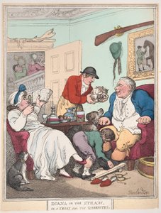 Diana w słomie, czyli smakołyk dla Quornites, 1 stycznia 1804, 1 stycznia 1804. autorstwa Thomas Rowlandson