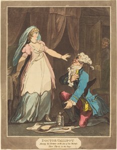 Doktor Gallipot umieszcza swoją fortunę u stóp swojej Pani autorstwa Thomas Rowlandson