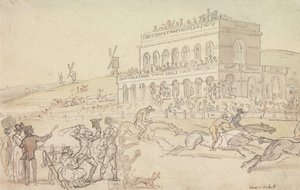 Doktor Syntax przegrywa swoje pieniądze na torze wyścigowym w Yorku autorstwa Thomas Rowlandson