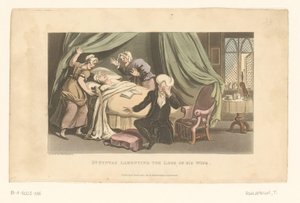 Doktor Syntax opłakuje swoją zmarłą żonę autorstwa Thomas Rowlandson