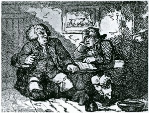 Dr Johnson i James Boswell wracają do zdrowia po kacu po nocy spędzonej w mieście autorstwa Thomas Rowlandson