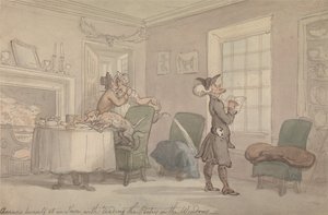 Dr Syntax naśladuje dowcip z okna autorstwa Thomas Rowlandson