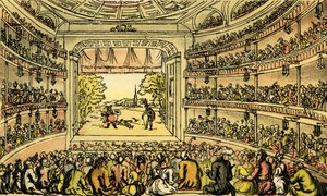 „Dr Syntax w Covent Garden Theatre” autorstwa Thomas Rowlandson