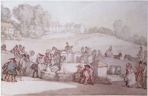 Dr Syntax w Harrogate Spa (długopis, toaleta i ołówek na papierze) autorstwa Thomas Rowlandson