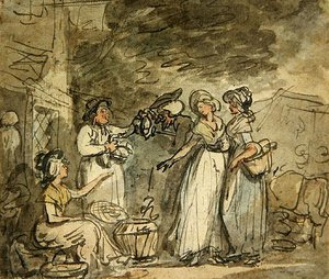 Targowanie Dr Syntax o kaczki (pióro i atrament oraz akwarela na papierze) autorstwa Thomas Rowlandson