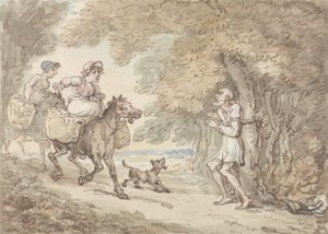 Dr Syntax przywiązany do drzewa przez Highwaymen (akwarela z piórem i atramentem na papierze) autorstwa Thomas Rowlandson