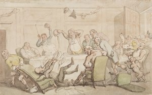Dr Syntax ma wypadek w klubie (atrament i toaleta na papierze) autorstwa Thomas Rowlandson