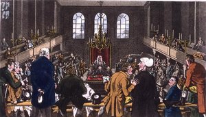 Dr Syntax w Izbie Gmin autorstwa Thomas Rowlandson