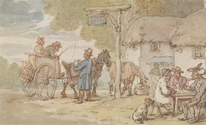 Dr Syntax przed ośrodkiem resocjalizacyjnym „Halfway House” autorstwa Thomas Rowlandson