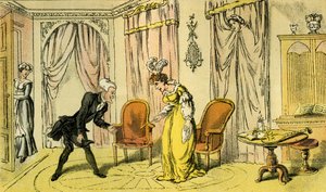 „Dr Syntax odebrany przez pokojówkę zamiast kochanki” autorstwa Thomas Rowlandson