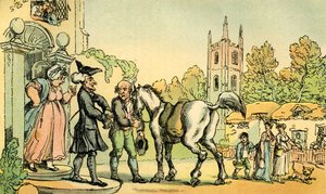 „Dr Syntax wyrusza w swoją wycieczkę do Jezior” autorstwa Thomas Rowlandson