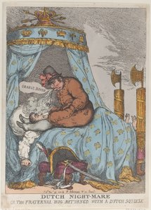 Holenderski koszmar lub braterski uścisk powrócił z holenderskim uściskiem, listopad..., 30 listopada 1813 r. autorstwa Thomas Rowlandson