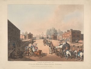 Wjazd od strony Mile End lub White Chapel Turnpike (nr 5) autorstwa Thomas Rowlandson