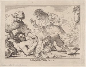 Erminia odkrywa rannych Tankredów z Tasso, Wyzwolona Jerozolima, ok. godz. 1790 r., ok. 1790 r. 1790. autorstwa Thomas Rowlandson