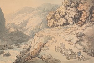 Wodospady na rzece Conwy, Północna Walia autorstwa Thomas Rowlandson