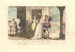 Modna kobieta wysyła wiadomość słowną przez głupca autorstwa Thomas Rowlandson