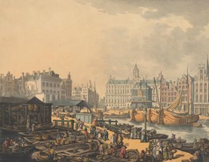 Tama Feyge z częścią targu rybnego w Amsterdamie, 1797. autorstwa Thomas Rowlandson
