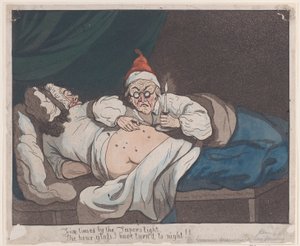 Pięć razy przy świetle Stożka, Klepsydra, którą obróciłem w noc!!, 1793., 1793. autorstwa Thomas Rowlandson