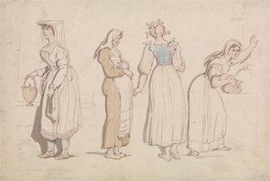 Cztery kobiety przy studni w Rzymie autorstwa Thomas Rowlandson