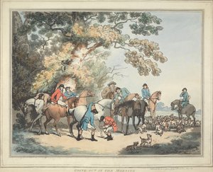 Polowanie na lisy [zestaw sześciu obrazów]: 1. Poranny wypad autorstwa Thomas Rowlandson