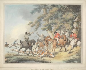Polowanie na lisa [zestaw sześciu]:   3. Śmierć lisa autorstwa Thomas Rowlandson