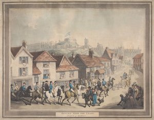 Polowanie na lisy [cykl czterech obrazów]: 4. Powrót z polowania. / Scena w Eaton autorstwa Thomas Rowlandson