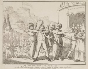 „Bractwo w Wielkim Kairze, czyli Szalony Generał i jego wesoła kompania”, którzy prawdopodobnie staną się posłusznymi muzułmanami autorstwa Thomas Rowlandson