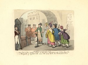 Pan eskortujący wiejskich kuzynów podczas ich pierwszej podróży do Londynu autorstwa Thomas Rowlandson