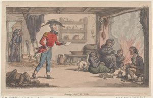 Wsiadanie do jego Billet, z The Military Adventures of Johnny Newcome, 1815., 1815. autorstwa Thomas Rowlandson