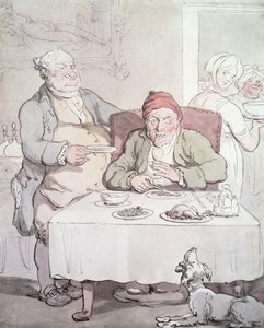 Obżarstwo (pióro i toaleta na papierze) autorstwa Thomas Rowlandson