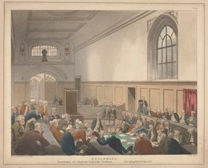 Badanie Guildhall bankruta przed jego wierzycielami autorstwa Thomas Rowlandson