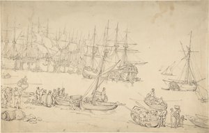 Scena portowa autorstwa Thomas Rowlandson