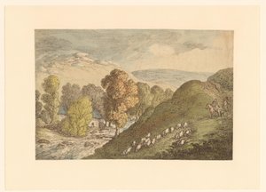 Pagórkowaty krajobraz z owcami autorstwa Thomas Rowlandson