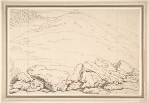 Pagórkowaty krajobraz ze skałami autorstwa Thomas Rowlandson