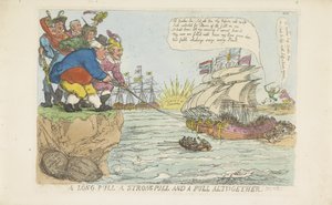 Holenderska flota została wyciągnięta na brzeg dzięki wspólnym wysiłkom, 1813 r. autorstwa Thomas Rowlandson