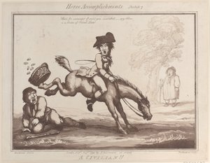 Horse Accomplishments, Sketch 7: A Civilian !!, 1 sierpnia 1799., 1 sierpnia 1799. autorstwa Thomas Rowlandson