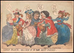 Kings Place, czyli widok na M ---- Best Friends, pub. 1784 (grawerowanie ręcznie kolorowane) autorstwa Thomas Rowlandson