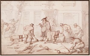 Robotnicy układający chodnik autorstwa Thomas Rowlandson