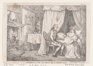 Lady Booby próbuje uwieść nieskazitelnego Józefa, z Przygody Józefa Andrzeja..., 1792. autorstwa Thomas Rowlandson